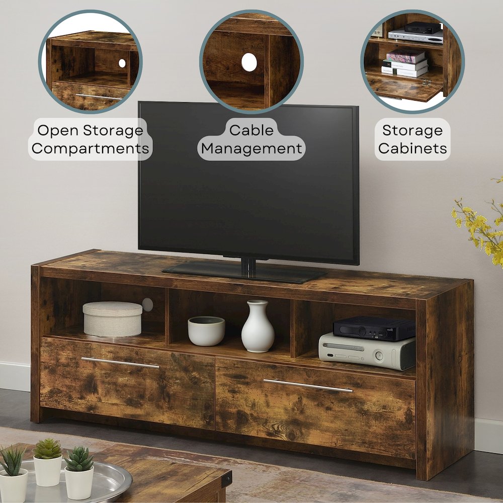 Newport Marbella TV Stand with Cabinets and Shelves for TVs up to 65 Inches. Picture 4