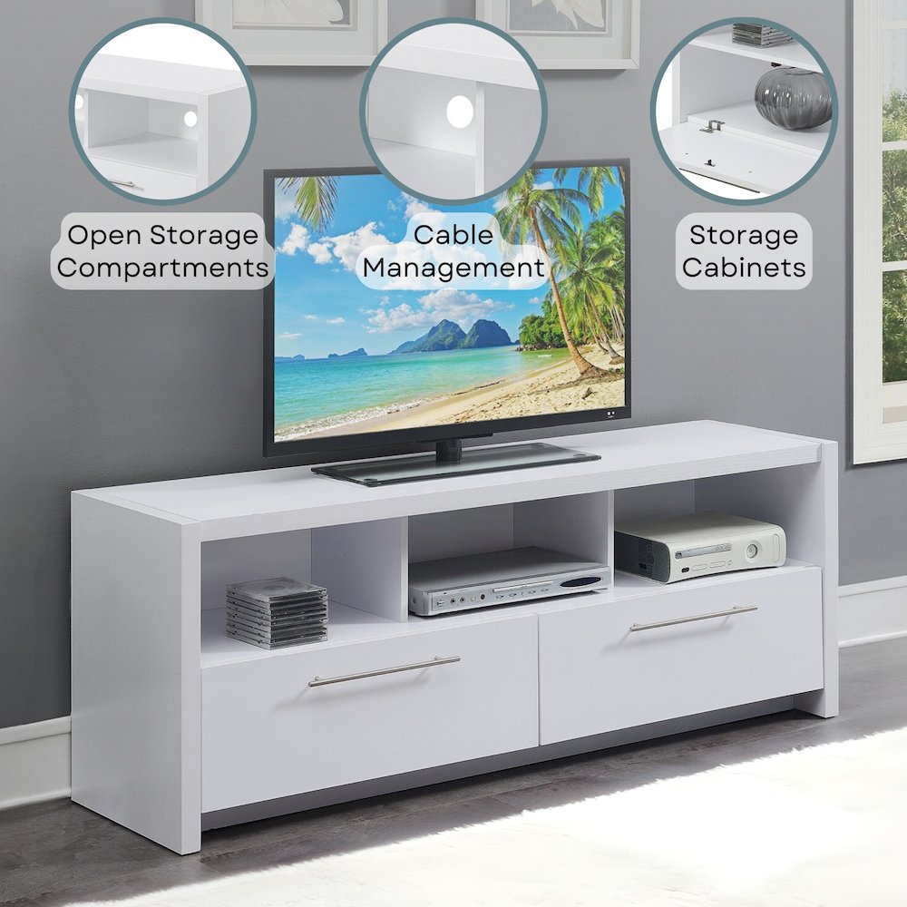 Newport Marbella TV Stand with Cabinets and Shelves for TVs up to 65 Inches. Picture 4