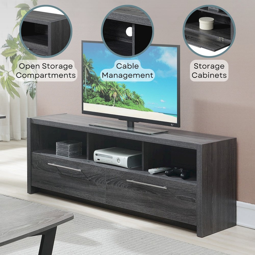 Newport Marbella TV Stand with Cabinets and Shelves for TVs up to 65 Inches. Picture 4