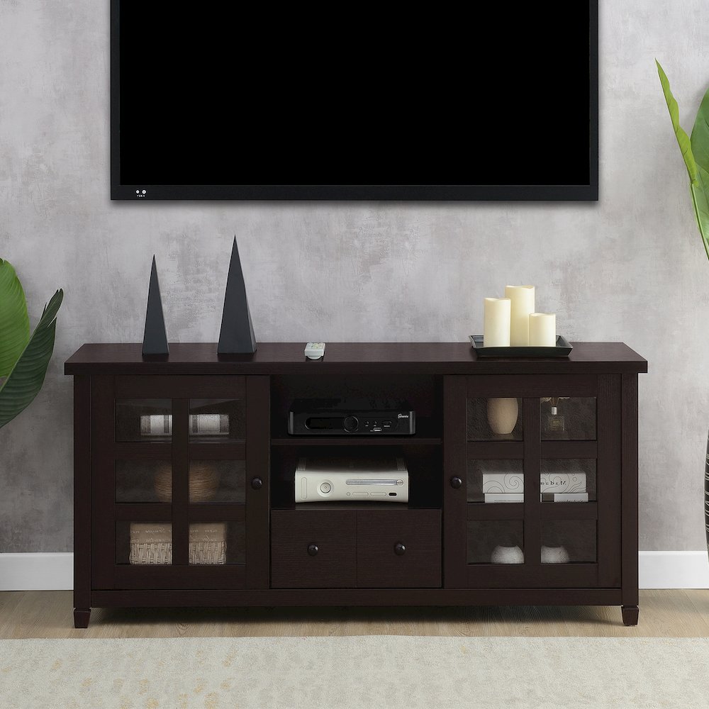 1 Drawer TV Stand with Storage Cabinets and Shelves for TVs up to 65 Inches. Picture 2