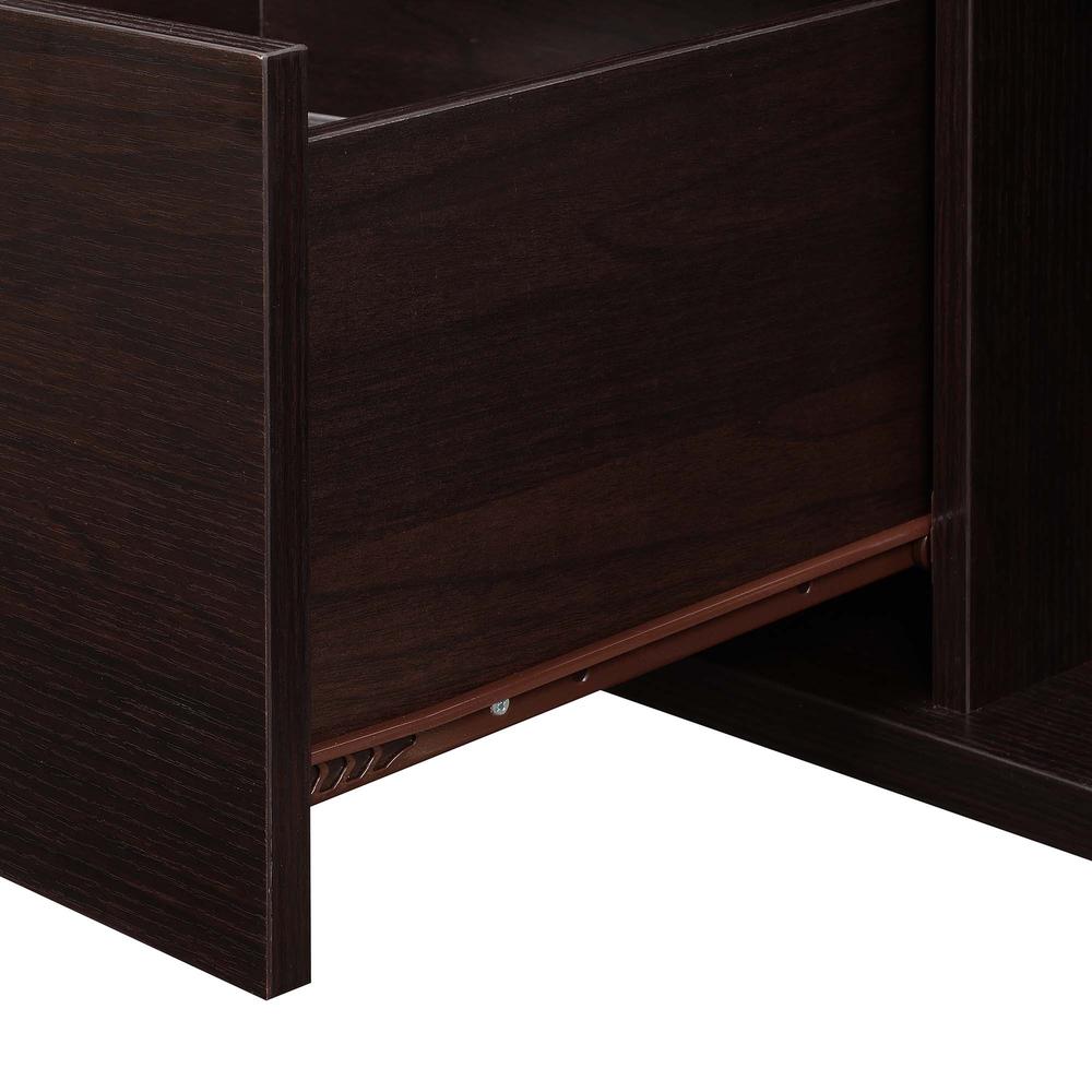 Oxford Deluxe 2 Drawer TV Stand with Shelves for TVs up to 55 Inches, Brown. Picture 7