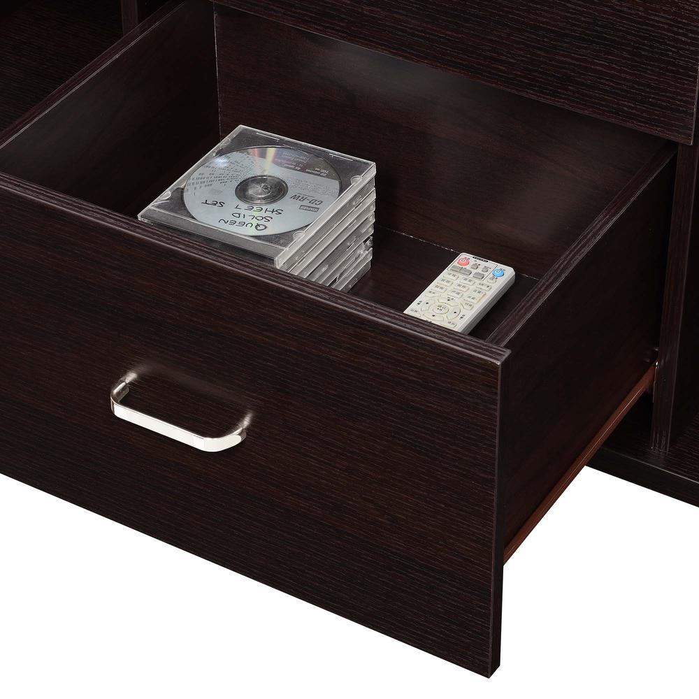 Oxford Deluxe 2 Drawer TV Stand with Shelves for TVs up to 55 Inches, Brown. Picture 5