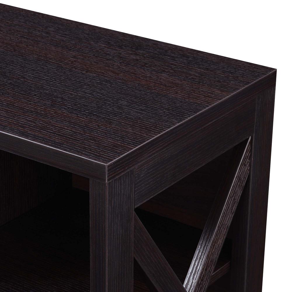 Oxford Deluxe 2 Drawer TV Stand with Shelves for TVs up to 55 Inches, Brown. Picture 8