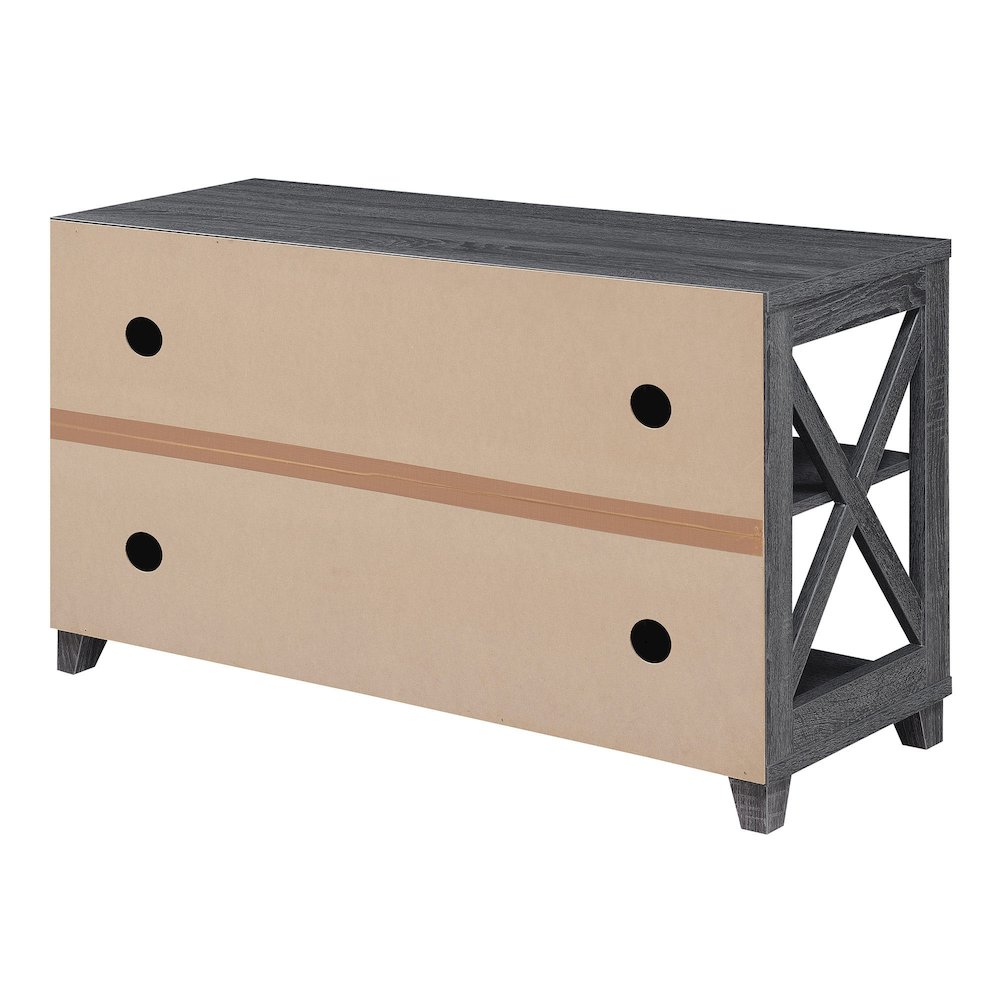Oxford Deluxe 2 Drawer TV Stand with Shelves for TVs up to 55 Inches, Gray. Picture 6