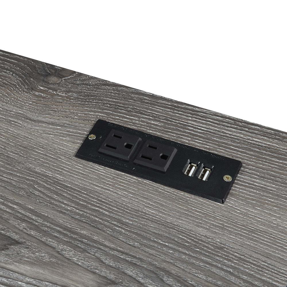 Monterey 47 Inch Desk With Charging Station, Weathered Gray/Black. Picture 4