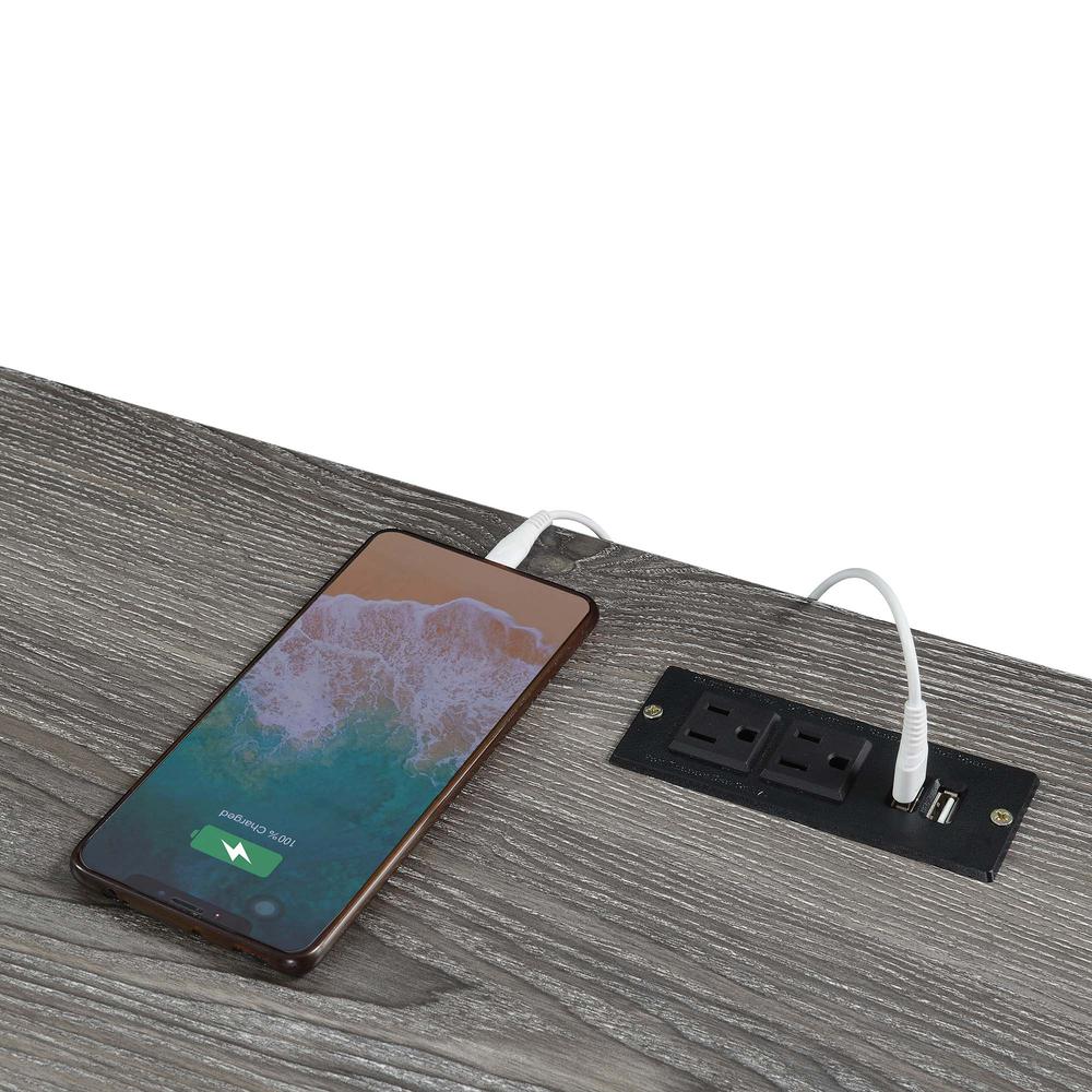 Monterey 47 Inch Desk With Charging Station, Weathered Gray/Black. Picture 3