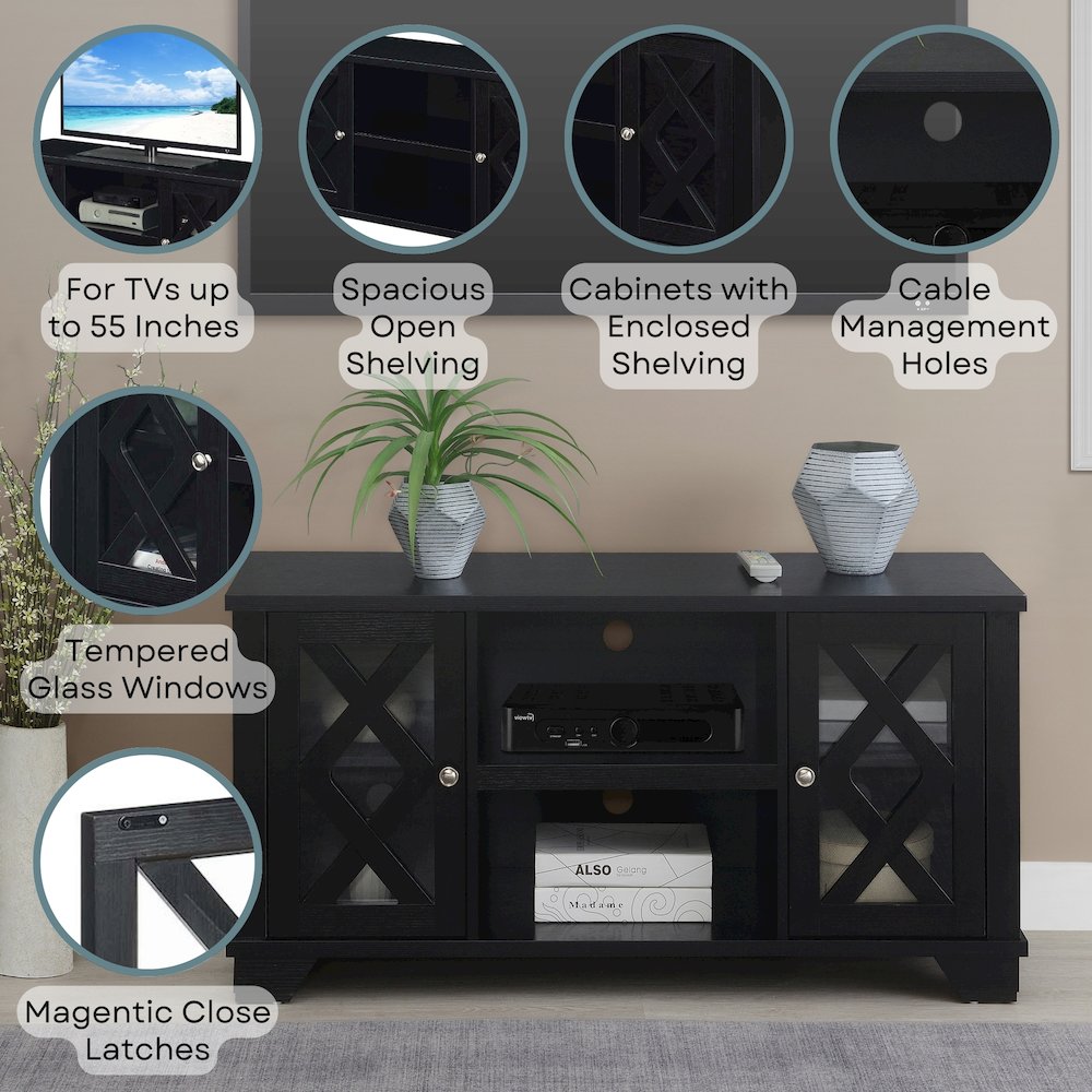 Gateway TV Stand with Storage Cabinets and Shelves for TVs up to 55 Inches. Picture 4