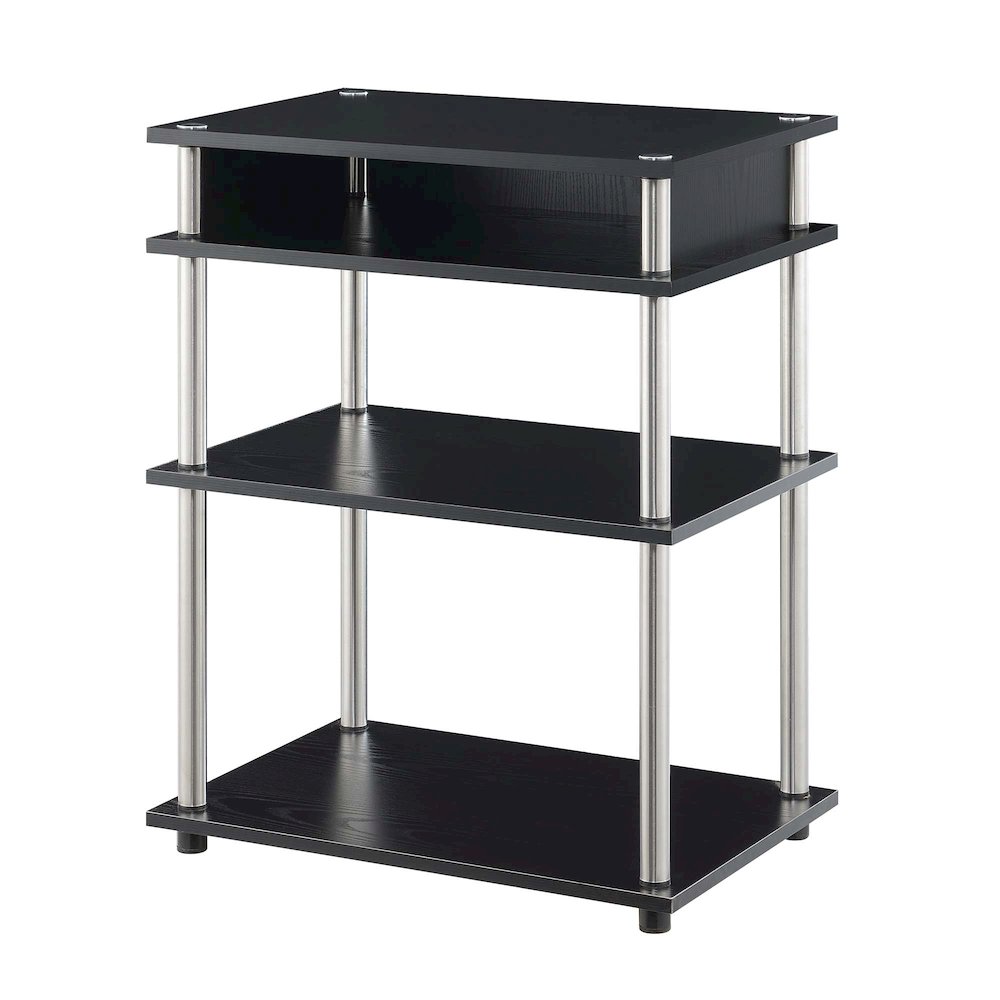 Designs2Go No Tools Printer Stand with Shelves, Black. Picture 1