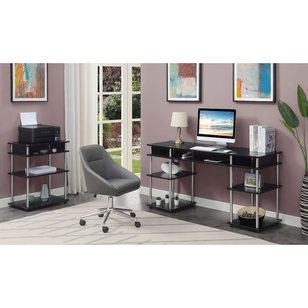 Designs2Go No Tools Printer Stand with Shelves, Black. Picture 4