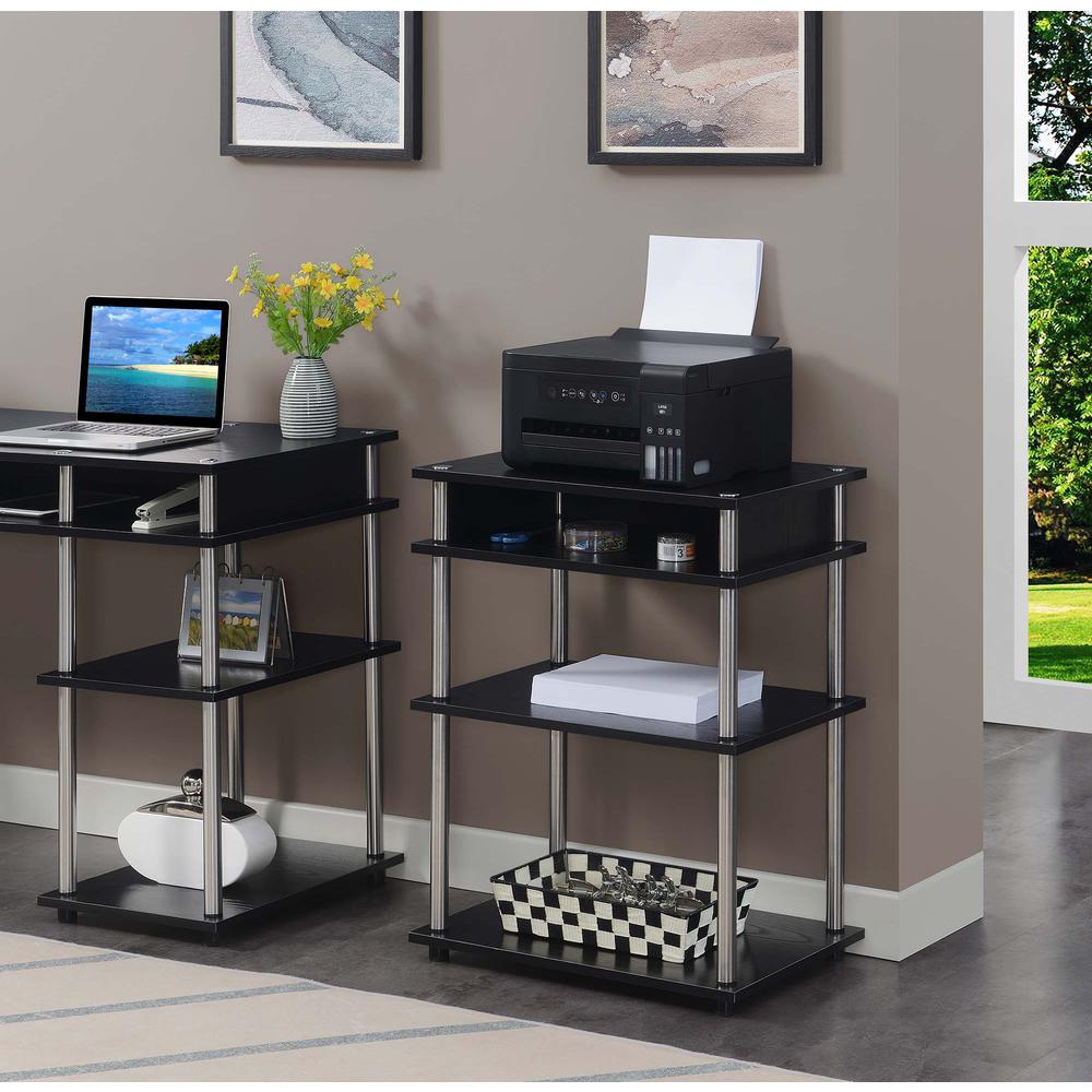 Designs2Go No Tools Printer Stand with Shelves, Black. Picture 1
