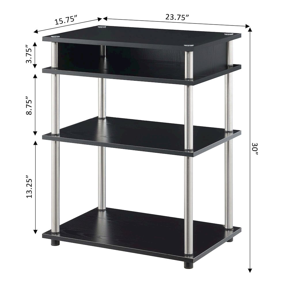 Designs2Go No Tools Printer Stand with Shelves, Black. Picture 5