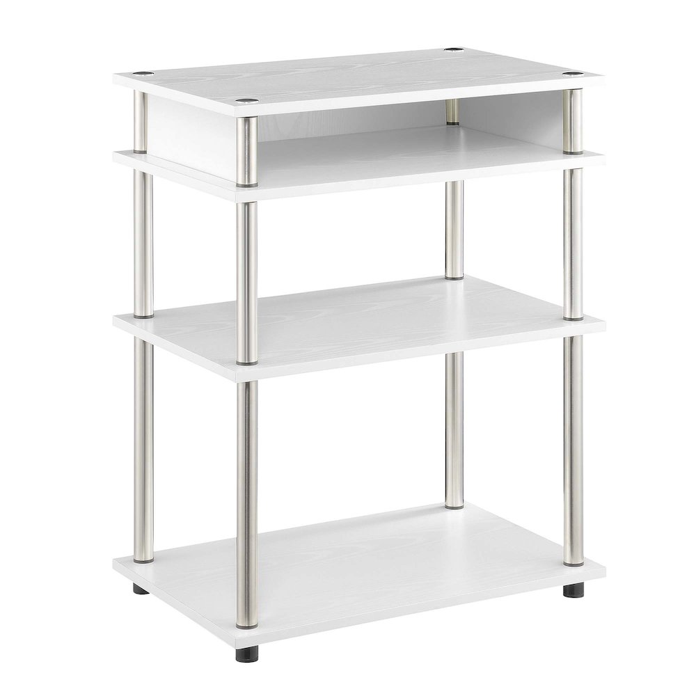 Designs2Go No Tools Printer Stand with Shelves, White. Picture 1