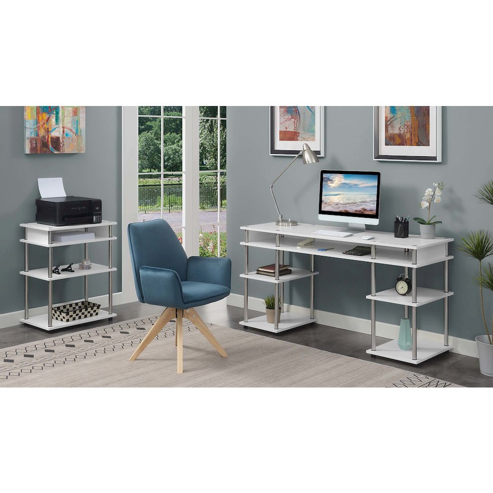 Designs2Go No Tools Printer Stand with Shelves, White. Picture 4