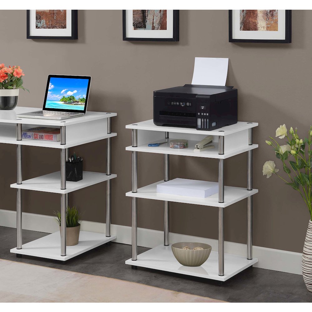 Designs2Go No Tools Printer Stand with Shelves, White. Picture 2