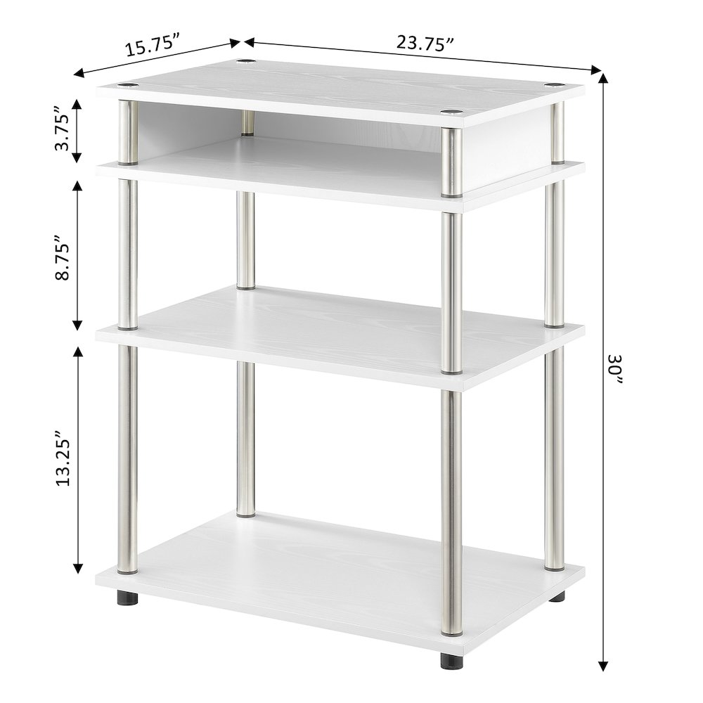 Designs2Go No Tools Printer Stand with Shelves, White. Picture 5