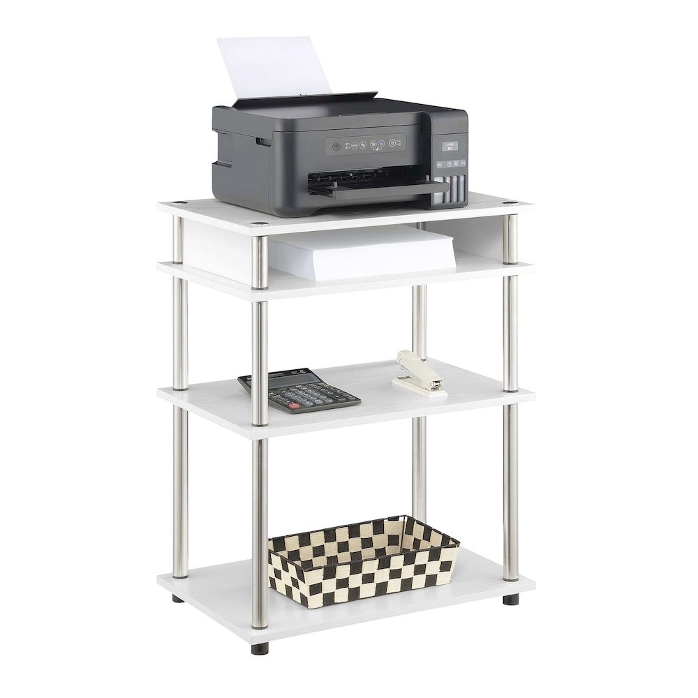 Designs2Go No Tools Printer Stand with Shelves, White. Picture 3