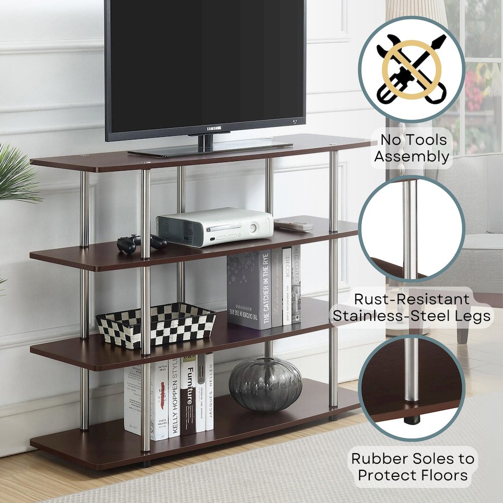 Designs2Go No Tools XL Highboy 4 Tier TV Stand for TVs up to 55 Inches. Picture 4