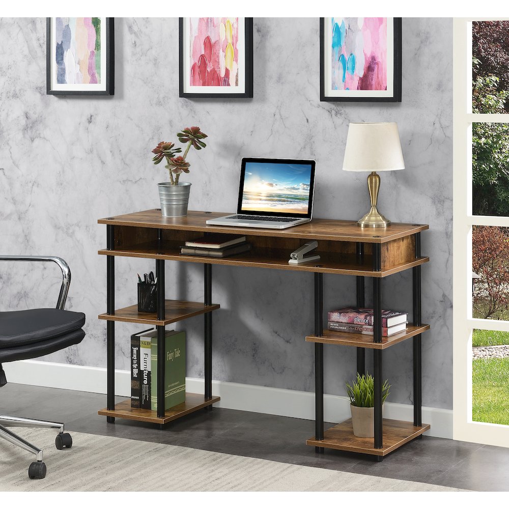 Designs2Go No Tools Student Desk with Shelves - Barnwood. Picture 2
