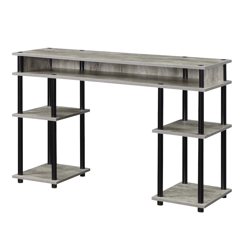 Designs2Go No Tools Student Desk with Shelves, Faux Birch/Black. Picture 1