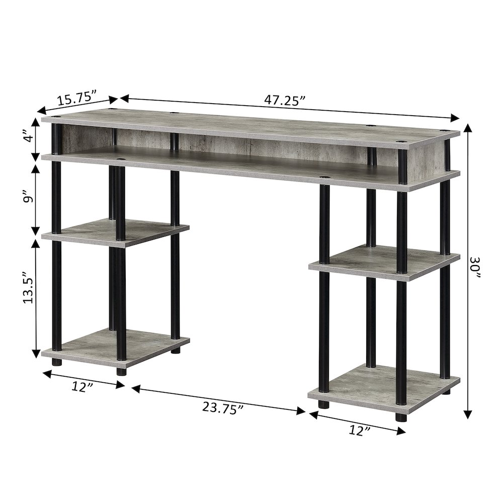 Designs2Go No Tools Student Desk with Shelves, Faux Birch/Black. Picture 5
