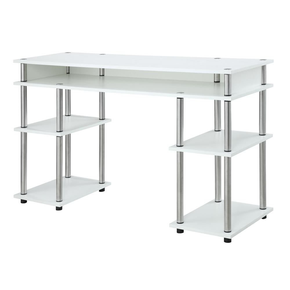 White Office Desk with No-Tools Assembly, Practical and Stylish Design. Picture 1