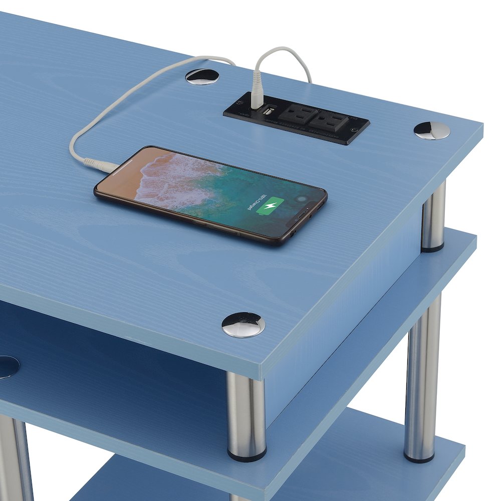 Designs2Go No Tools Student Desk With Charging Station, Blue. Picture 4