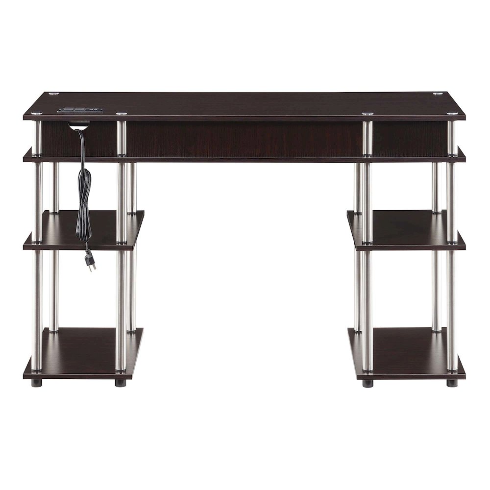 Designs2Go No Tools Student Desk With Charging Station, Espresso. Picture 6