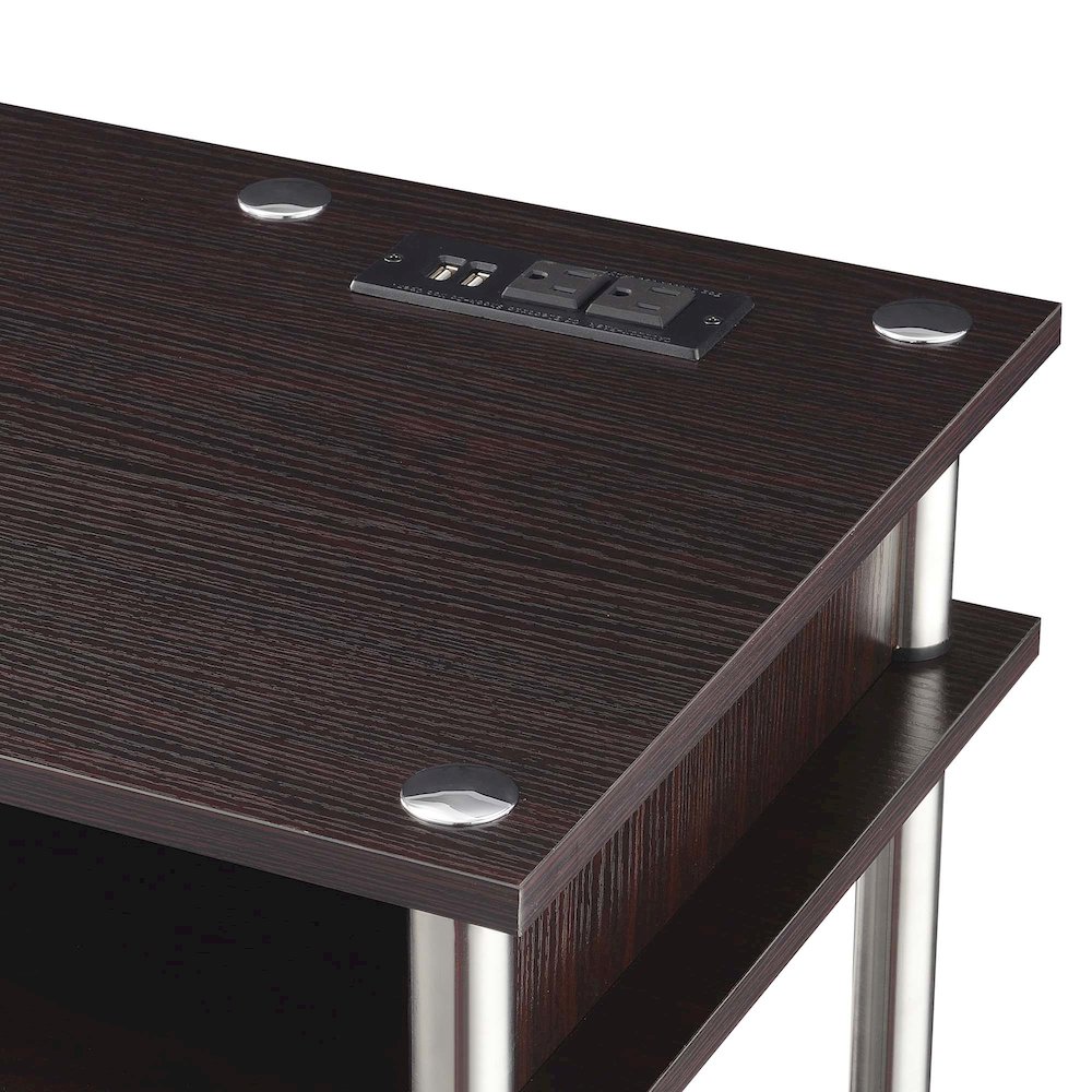 Designs2Go No Tools Student Desk With Charging Station, Espresso. Picture 5