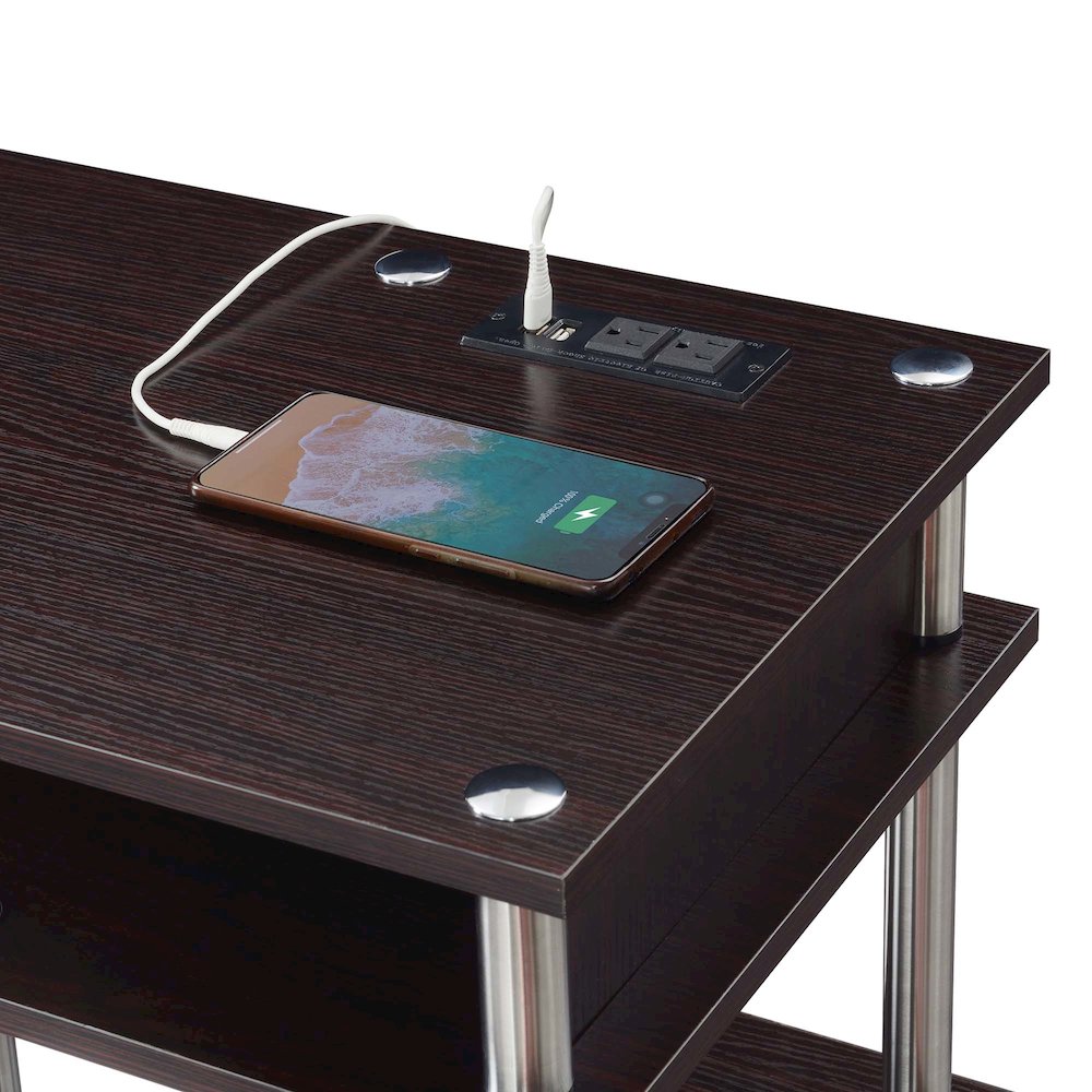 Designs2Go No Tools Student Desk With Charging Station, Espresso. Picture 4
