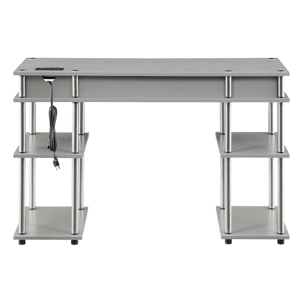 Designs2Go No Tools Student Desk With Charging Station, Gray. Picture 6