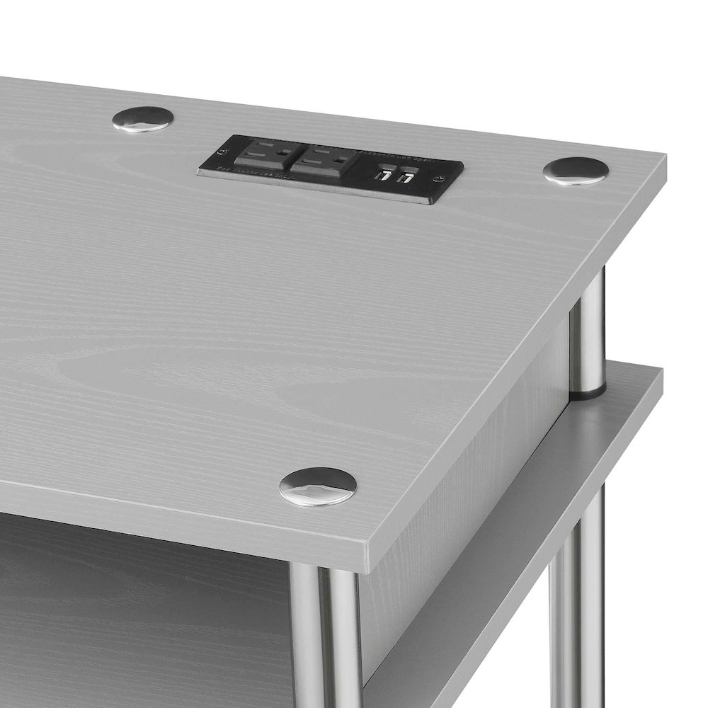 Designs2Go No Tools Student Desk With Charging Station, Gray. Picture 5