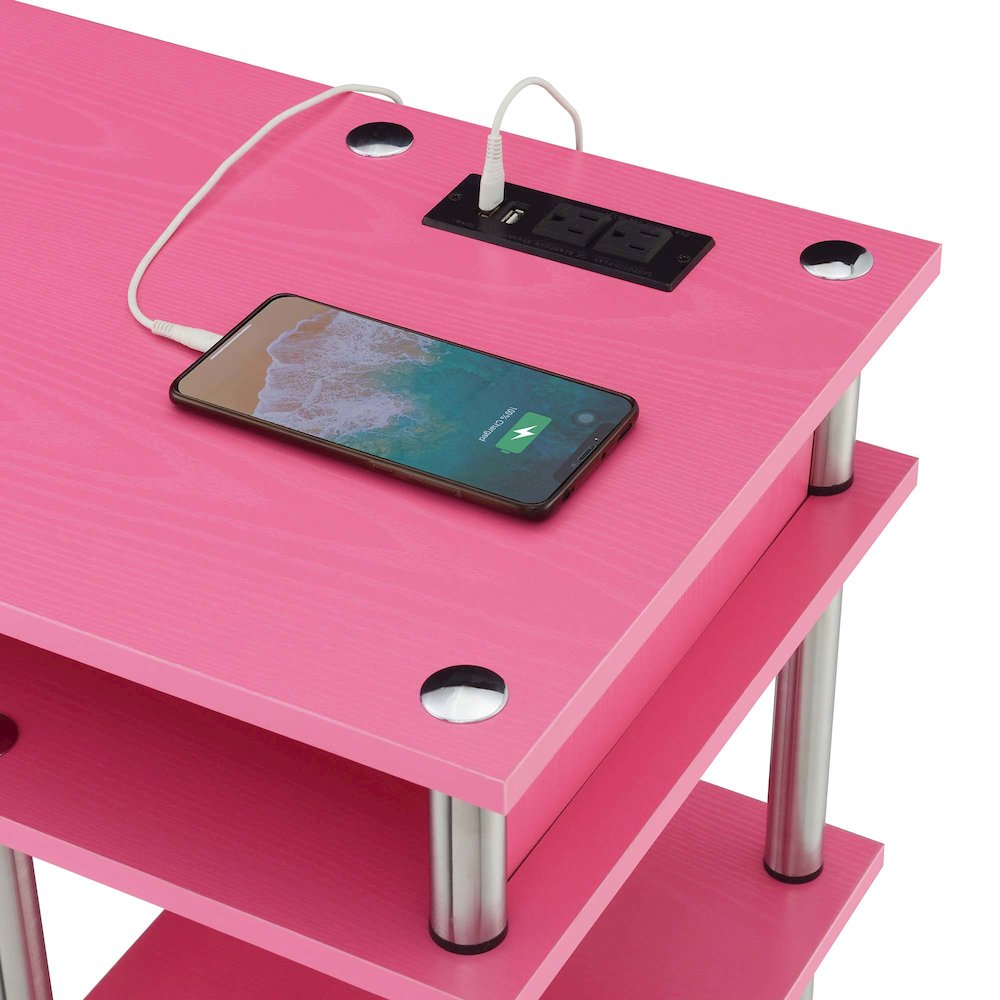 Designs2Go No Tools Student Desk With Charging Station, Pink. Picture 4