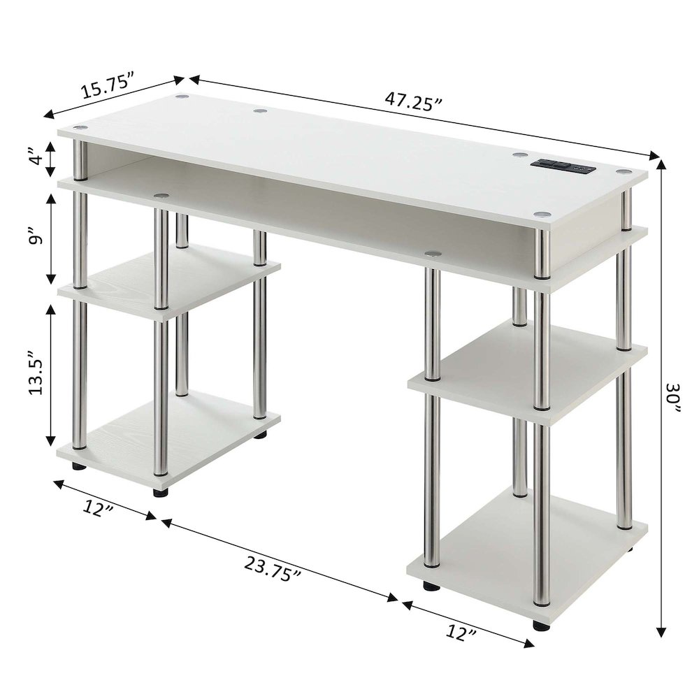 Designs2Go No Tools Student Desk with Charging Station, White. Picture 7