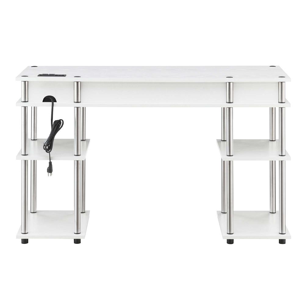 Designs2Go No Tools Student Desk with Charging Station, White. Picture 2