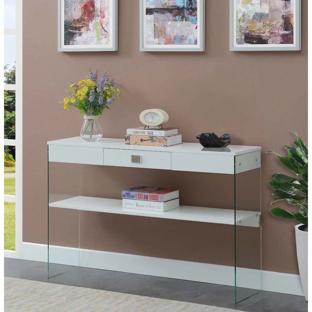 Soho 1 Drawer Console Table, White. Picture 2