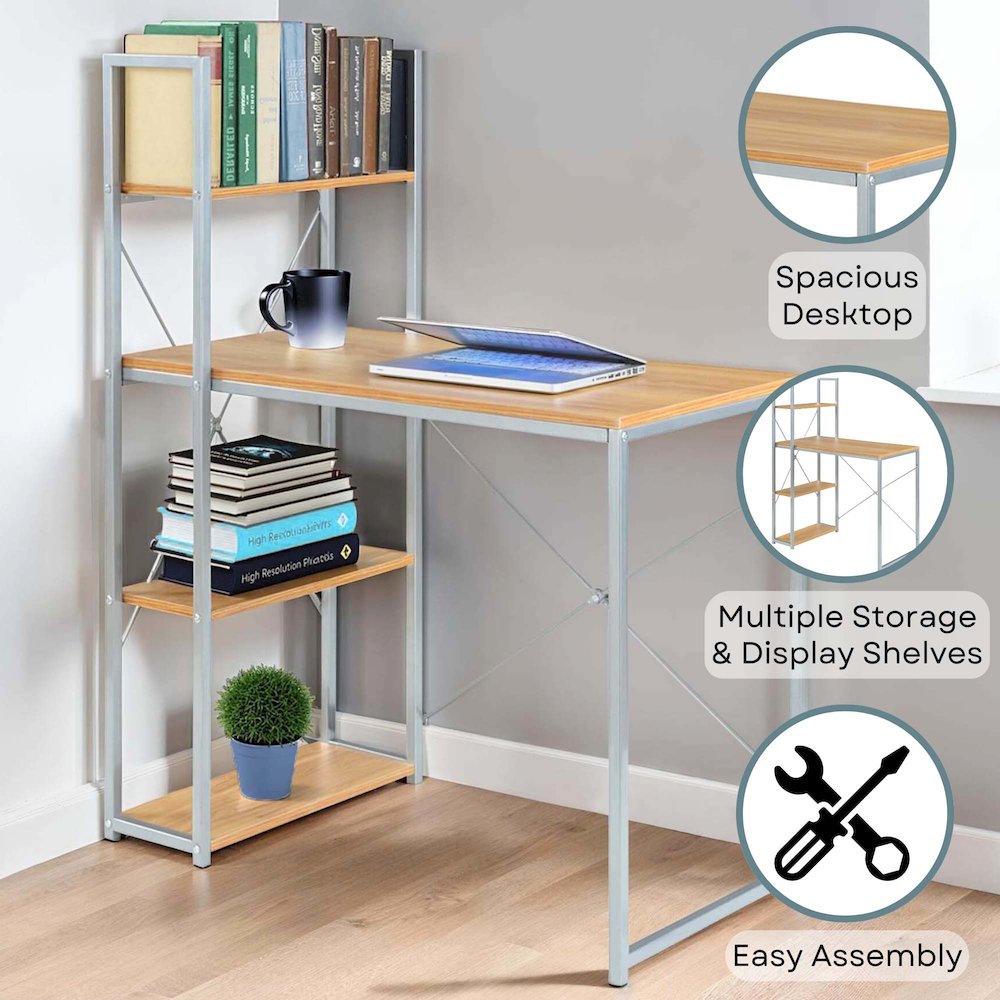 Designs2Go Office Workstation Desk with Shelves. Picture 4