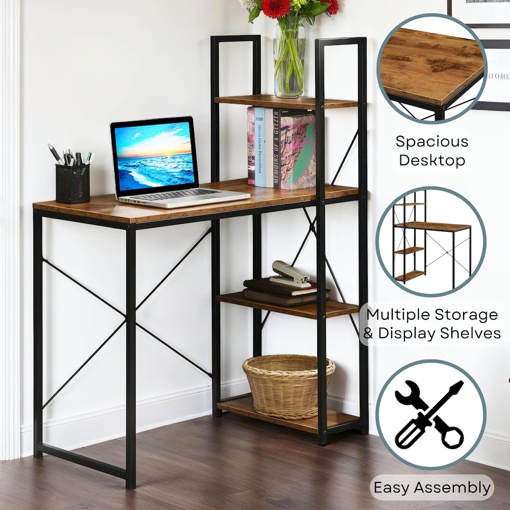 Designs2Go Office Workstation Desk with Shelves. Picture 4