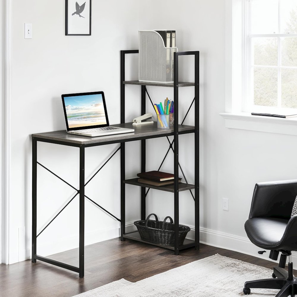 Designs2Go Office Workstation Desk with Shelves. Picture 3