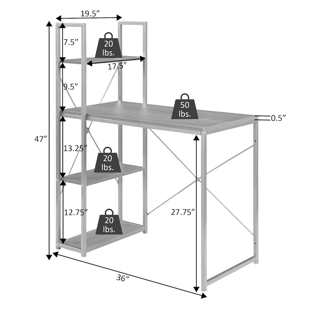 Designs2Go Office Workstation Desk with Shelves. Picture 5