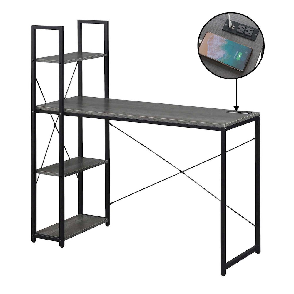 Designs2Go Office Workstation Desk with 2 Outlets & 2 USB Ports. Picture 1