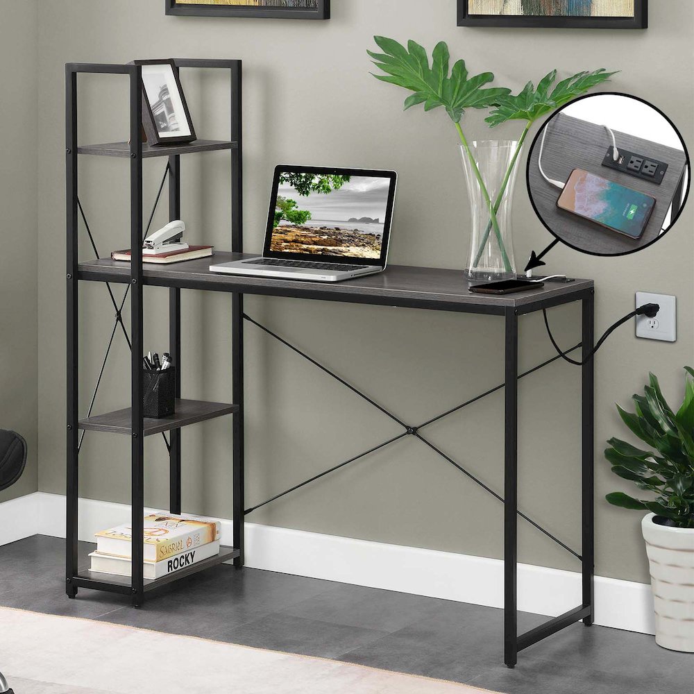 Designs2Go Office Workstation Desk with 2 Outlets & 2 USB Ports. Picture 2