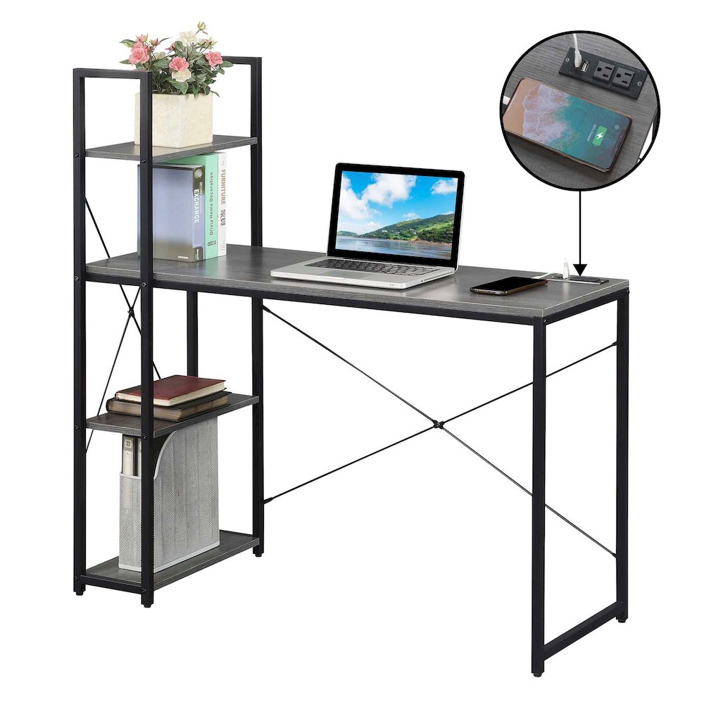 Designs2Go Office Workstation Desk with 2 Outlets & 2 USB Ports. Picture 3
