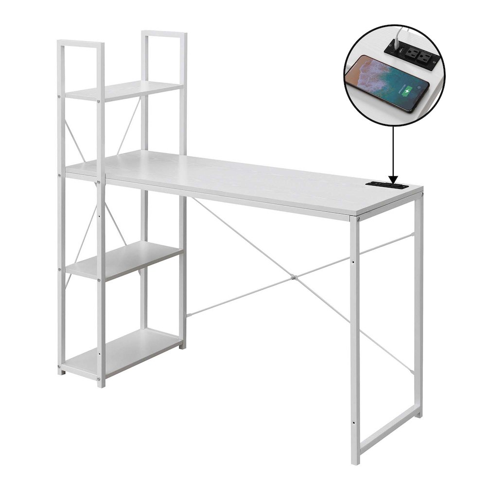 Designs2Go Office Workstation Desk with 2 Outlets & 2 USB Ports. Picture 1
