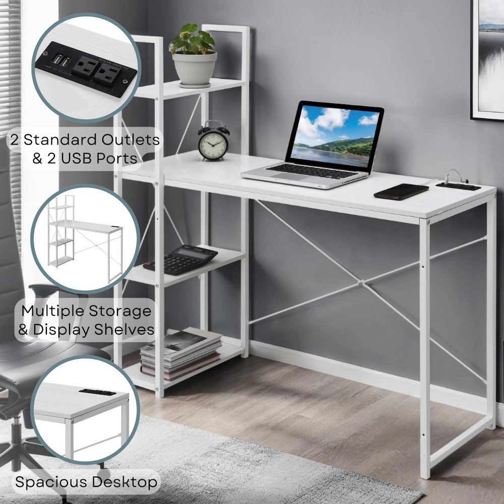 Designs2Go Office Workstation Desk with 2 Outlets & 2 USB Ports. Picture 4