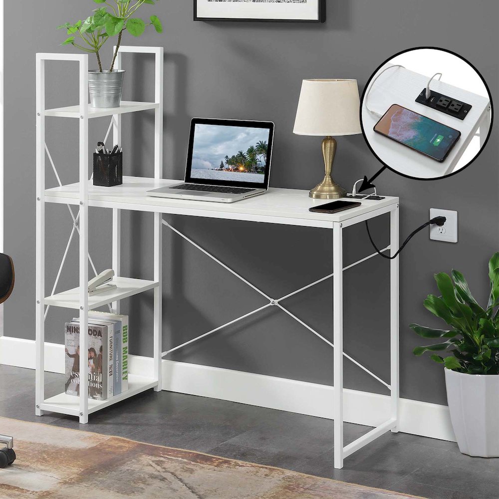 Designs2Go Office Workstation Desk with 2 Outlets & 2 USB Ports. Picture 2