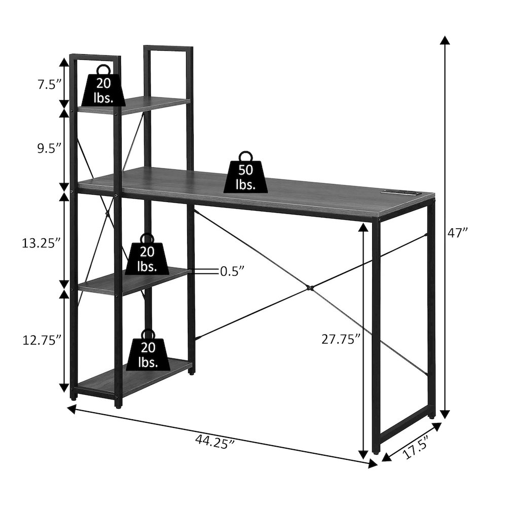 Designs2Go Office Workstation Desk with 2 Outlets & 2 USB Ports. Picture 6