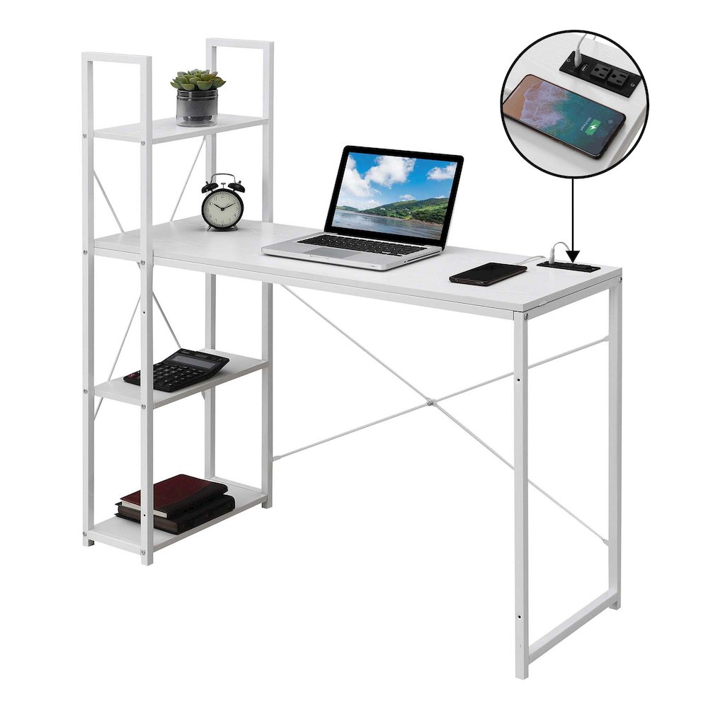 Designs2Go Office Workstation Desk with 2 Outlets & 2 USB Ports. Picture 3