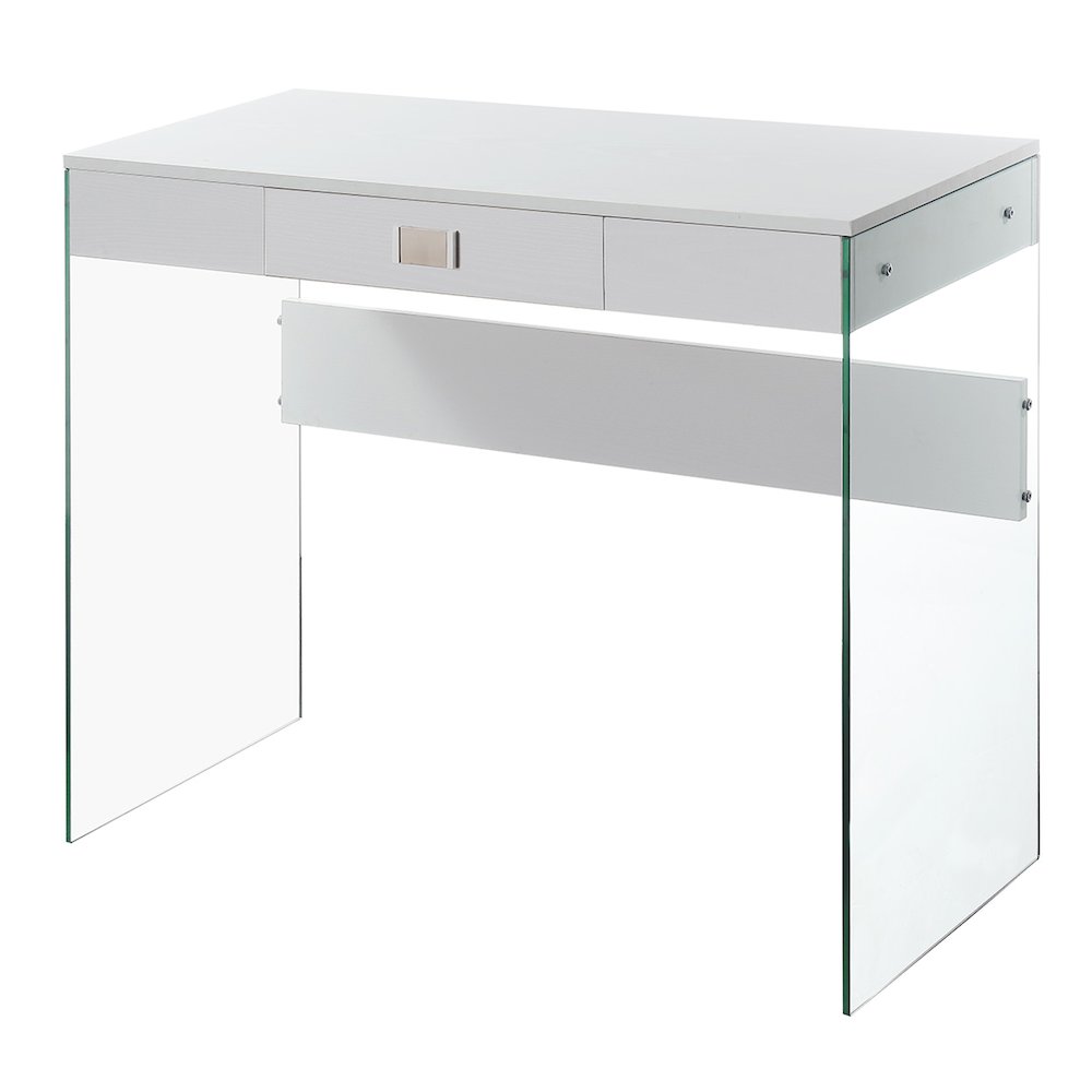 SoHo 1 Drawer Glass 36 inch Desk, White. Picture 1