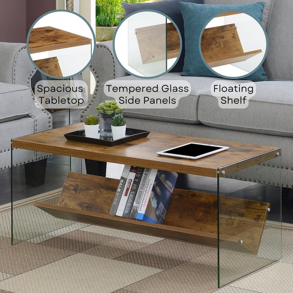 SoHo Glass Coffee Table with Shelf. Picture 4