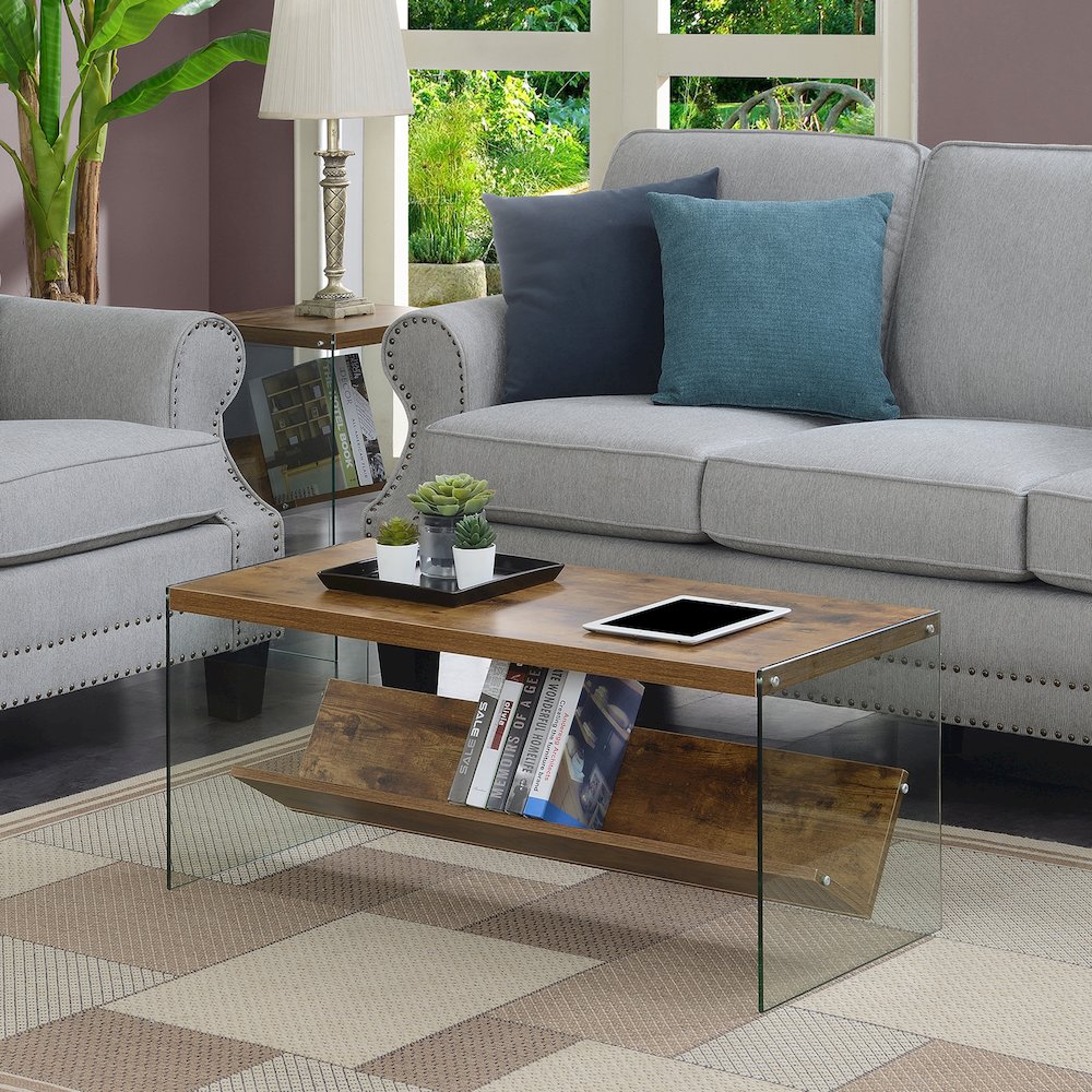 SoHo Glass Coffee Table with Shelf. Picture 2